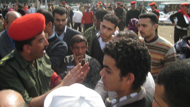 Soldier and protesters, Cairo, February 22.jpg