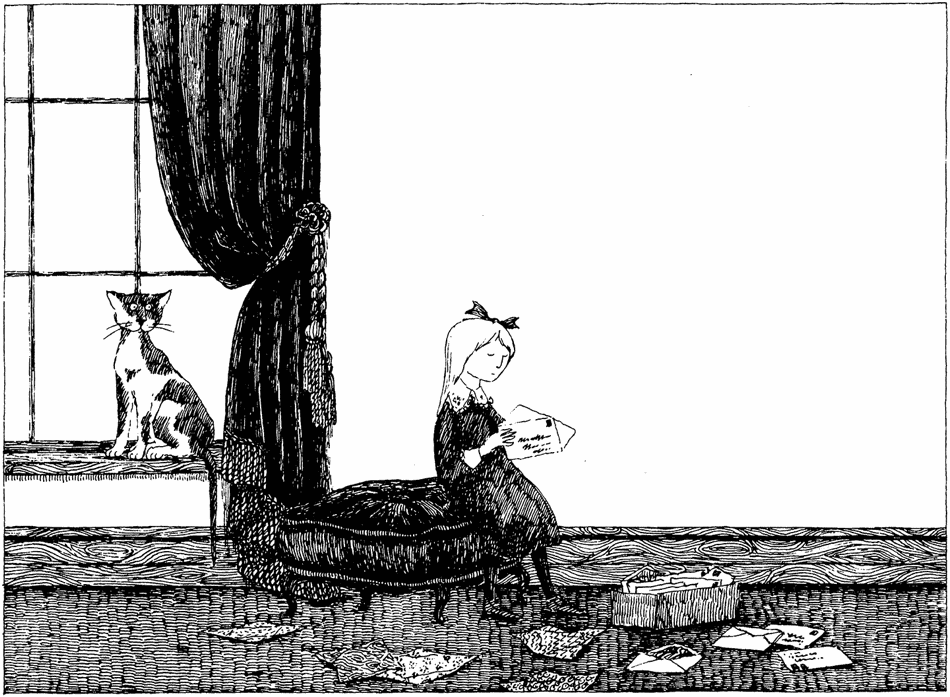 Edward Gorey drawing of girl with letter.png