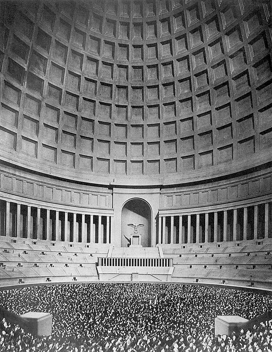 Albert Speer’s plan for the interior of the Great Hall of the People, Berlin. It would have been the world’s largest domed structure, holding 180,000 spectators, but it was never built.