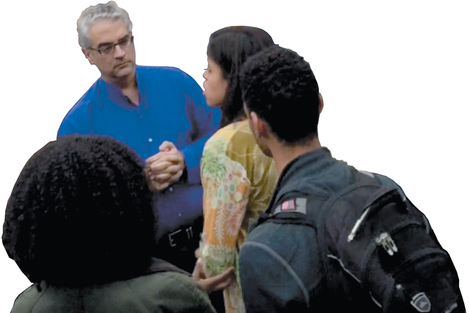 A still from the video showing Nicholas Christakis being confronted by Yale students, November 5, 2015