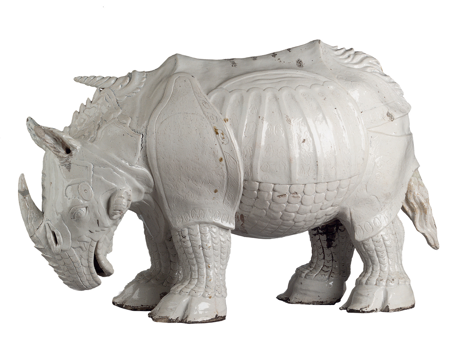‘Rhinoceros’; Meissen porcelain based on a sculpture by Johann Gottlieb Kirchner, 1730; from Neil MacGregor’s Germany: Memories of a Nation