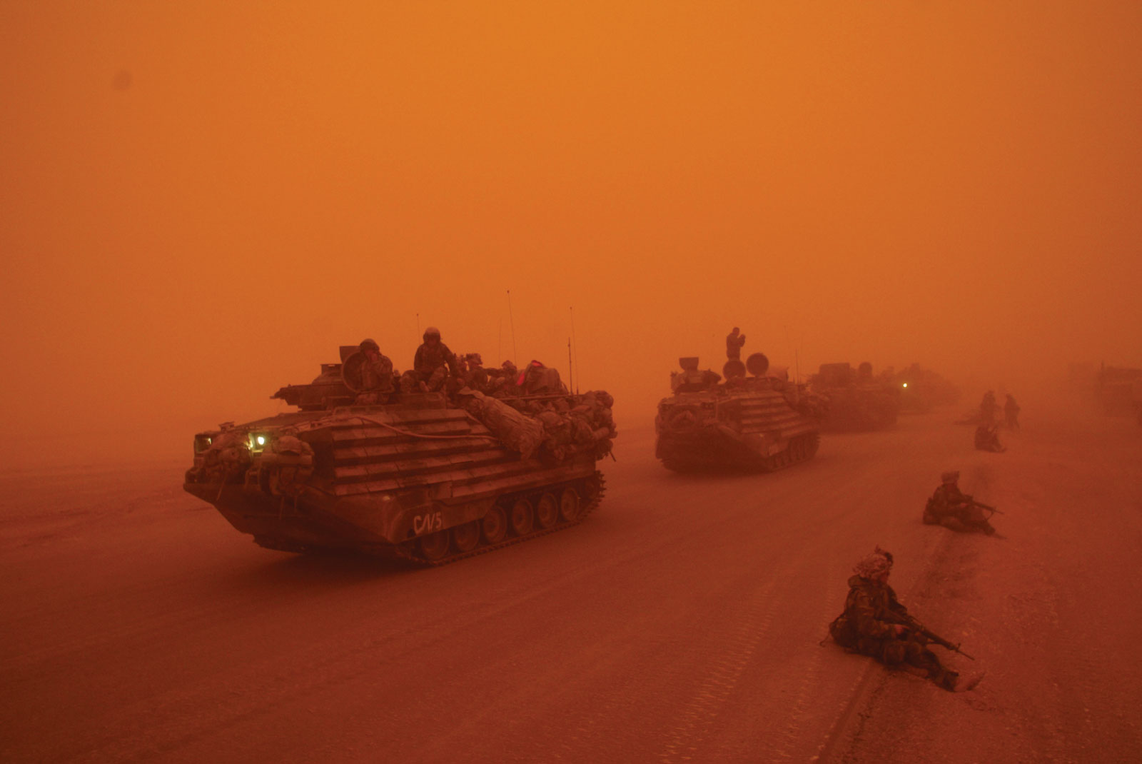 A US Marine convey, north of the Euphrates, Iraq; photograph published in The New York Times on March 26, 2003, and included in War is Beautiful
