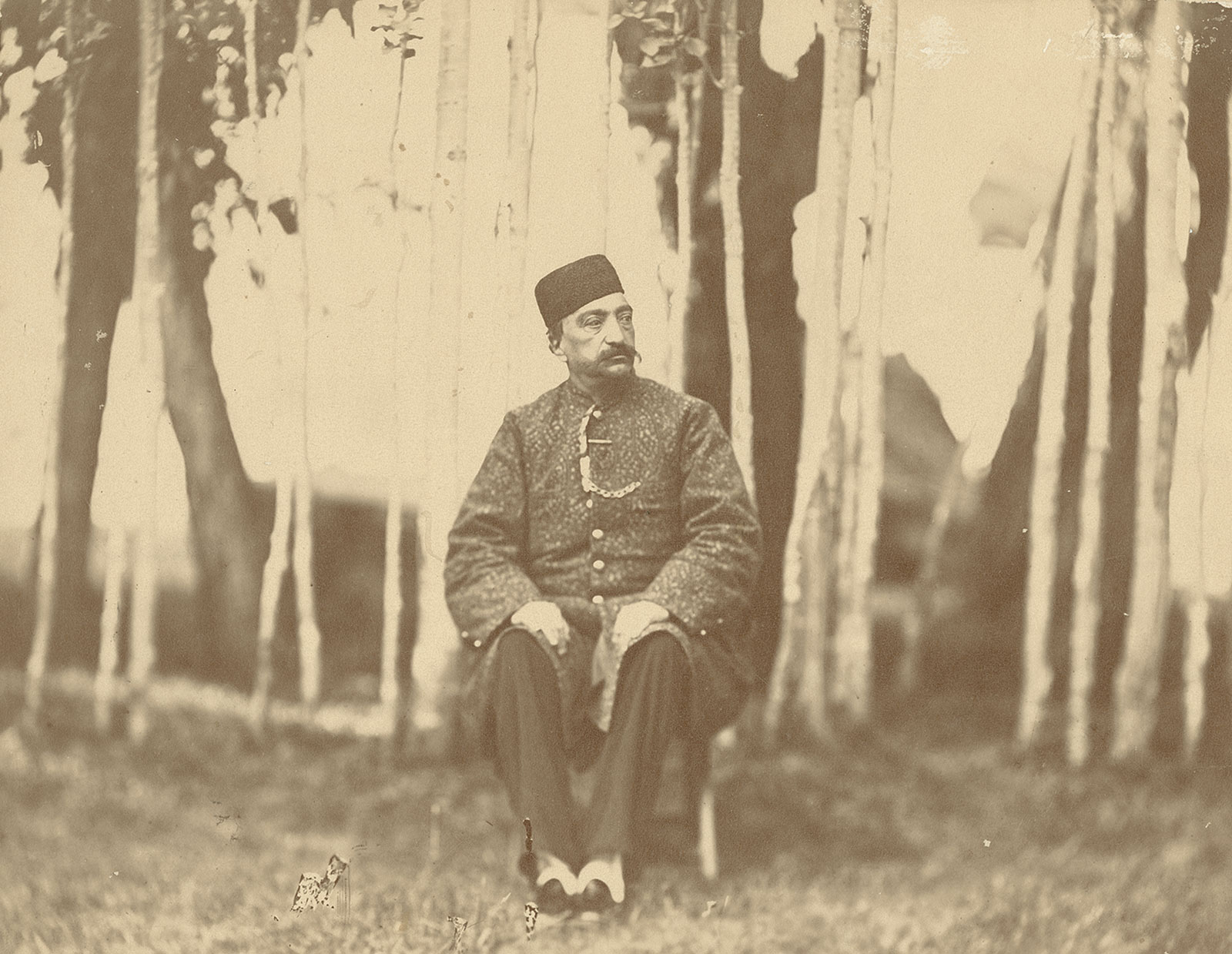 Seated Portrait of Naser al-Din Shah Qajar, taken by an unknown photographer, late nineteenth century 
