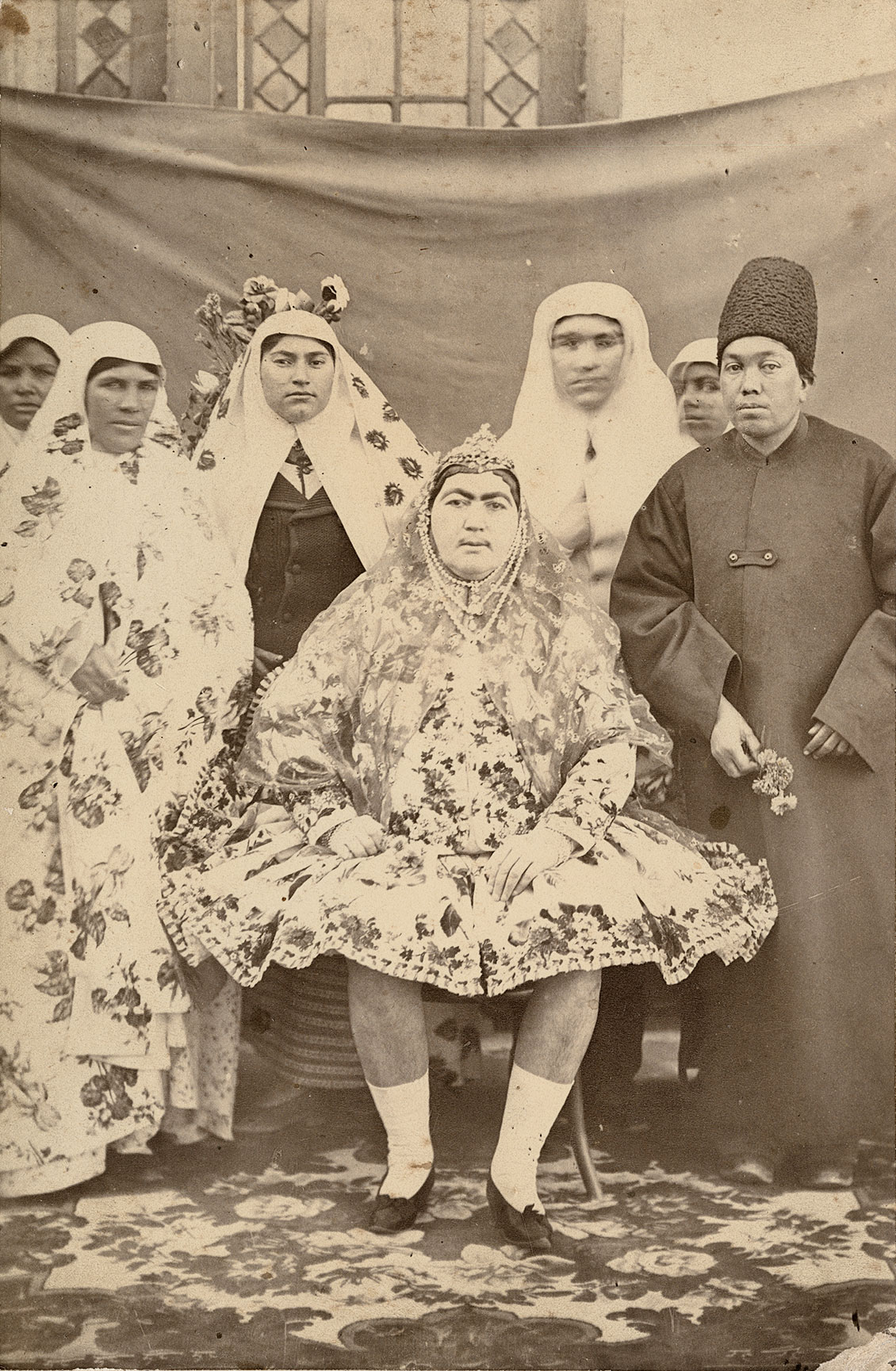 Portrait of Anis al-Dawla and Retinue, taken by Naser al-Din or Reza ʿAkkasbashi, circa 1870-80 