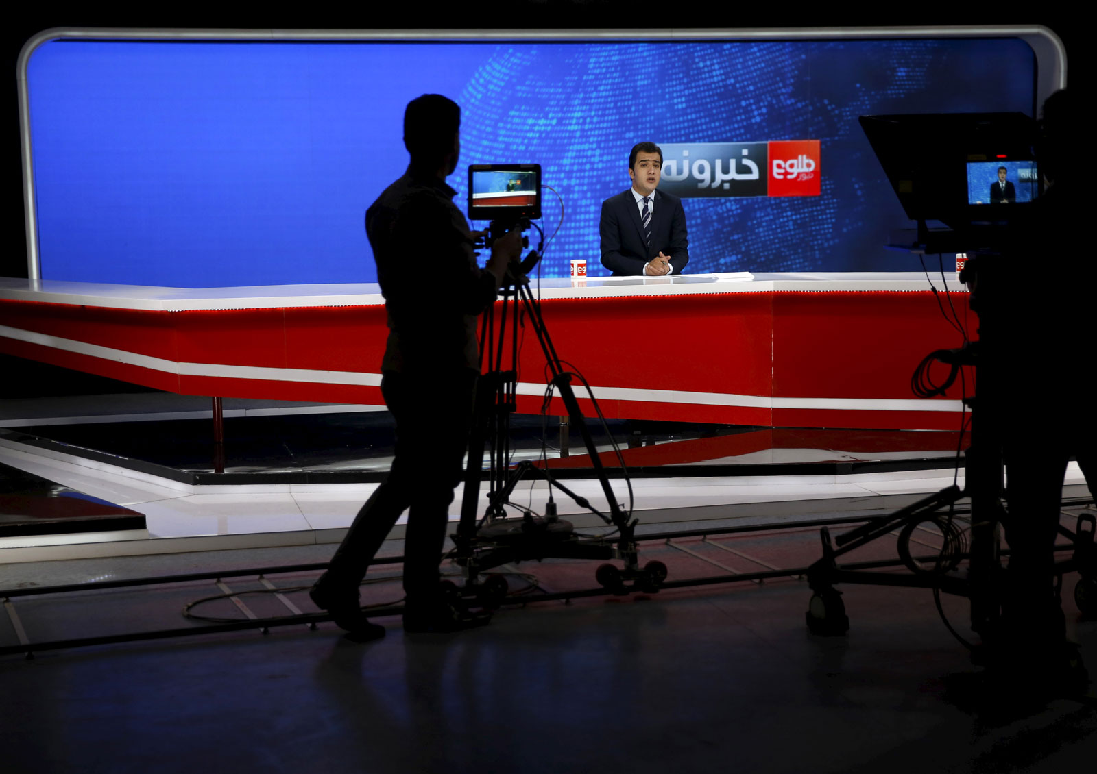 The Tolo TV news studio, in Kabul, Afghanistan, October 18, 2015