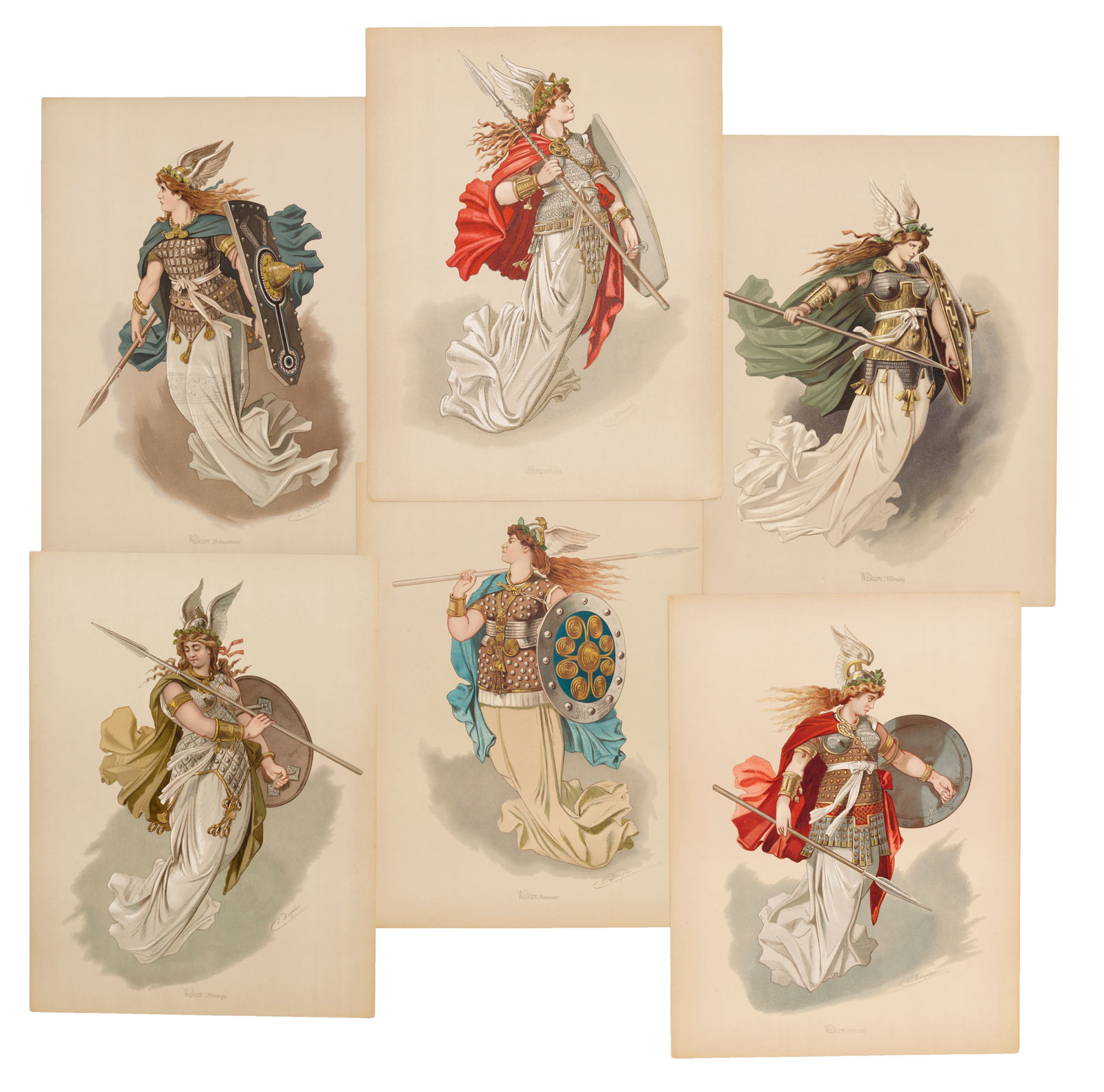 A selection of costume designs for Der Ring des Nibelungen: Figurinen by Carl Emil Doepler, Berlin, 1889, 
