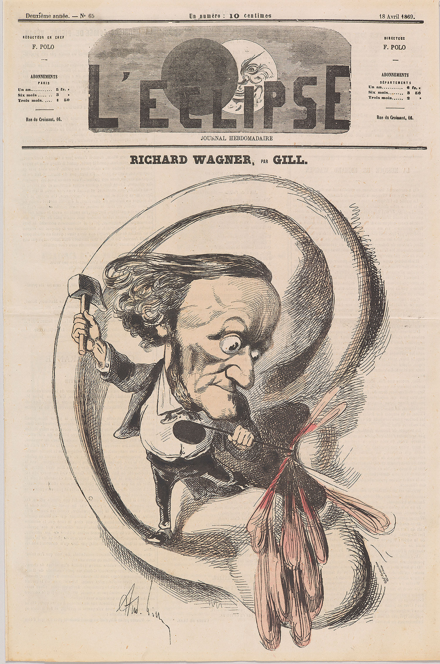André Gill: Richard Wagner (caricature), L’Éclipse, April 18, 1869