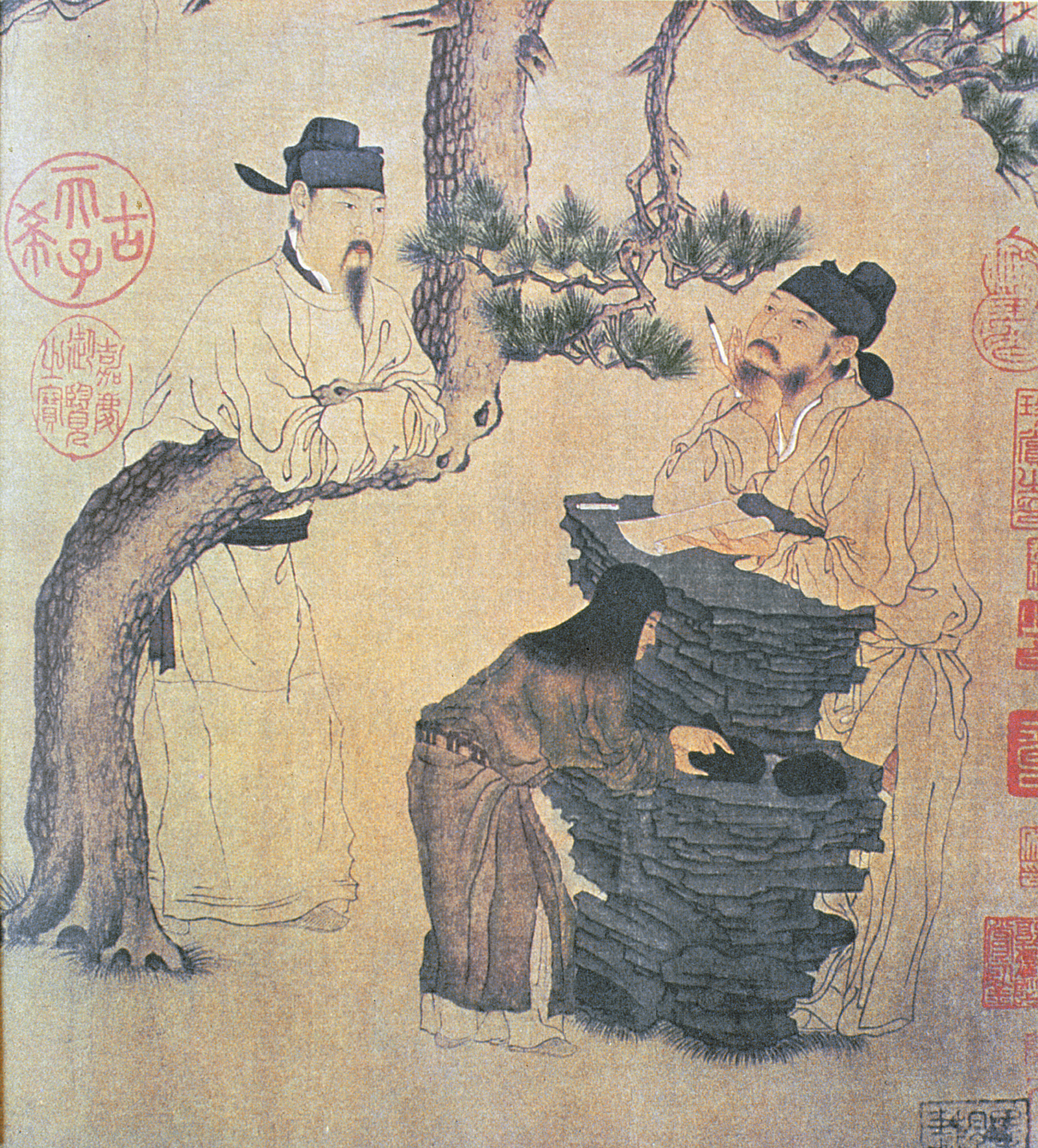 ‘An Ancient Chinese Poet’; colored engraving of an original Chinese scroll