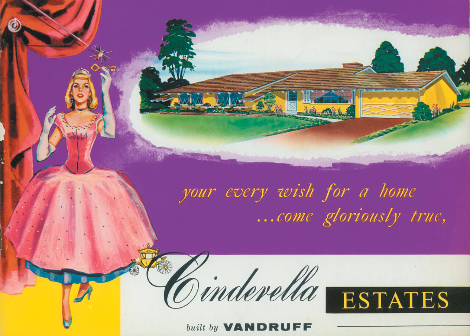 The cover of a Cinderella Homes sales brochure, 1955–1957; from Barbara Miller Lane’s Houses for a New World