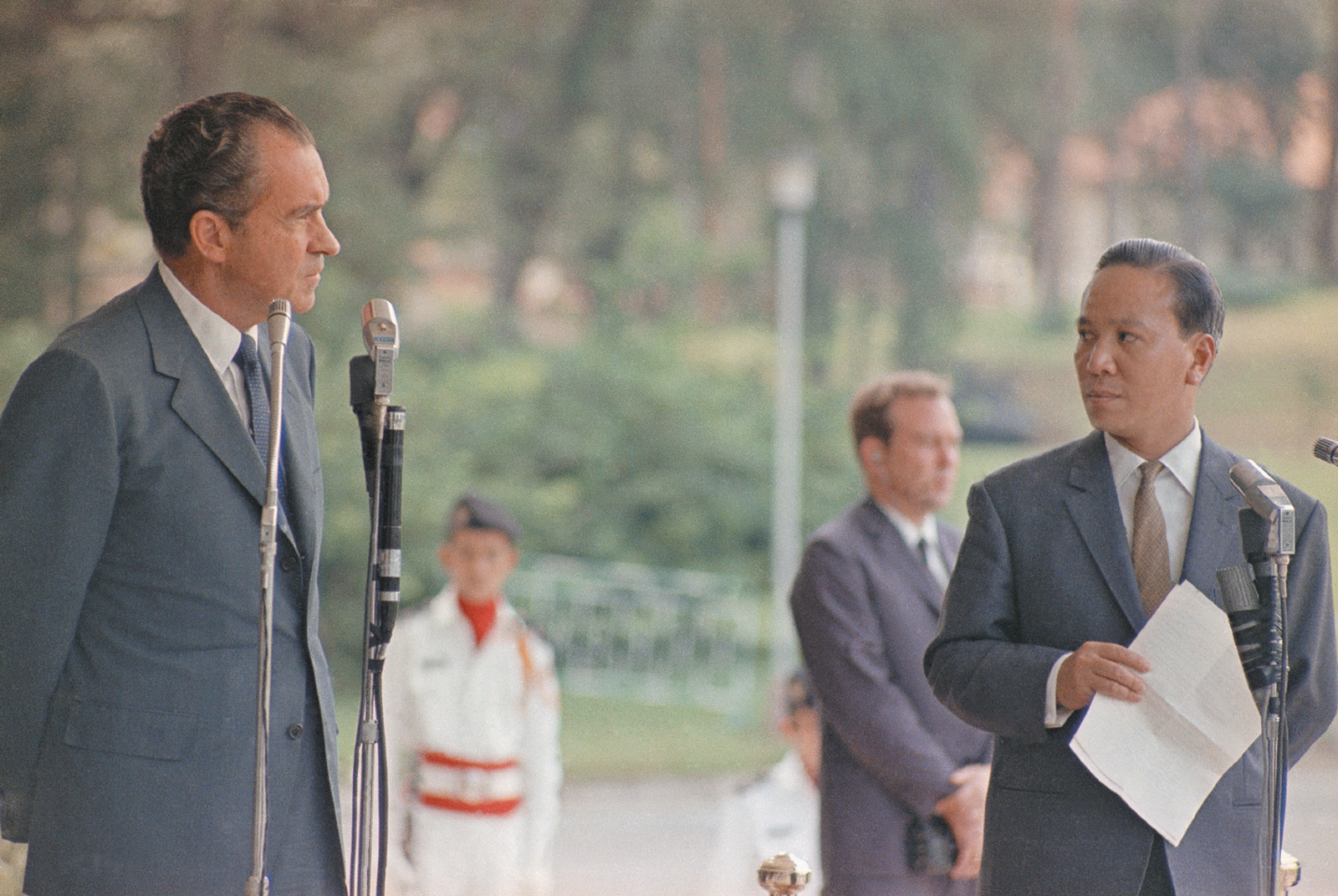 President Nixon with President Nguyen Van Thieu in South Vietnam, August 1969
