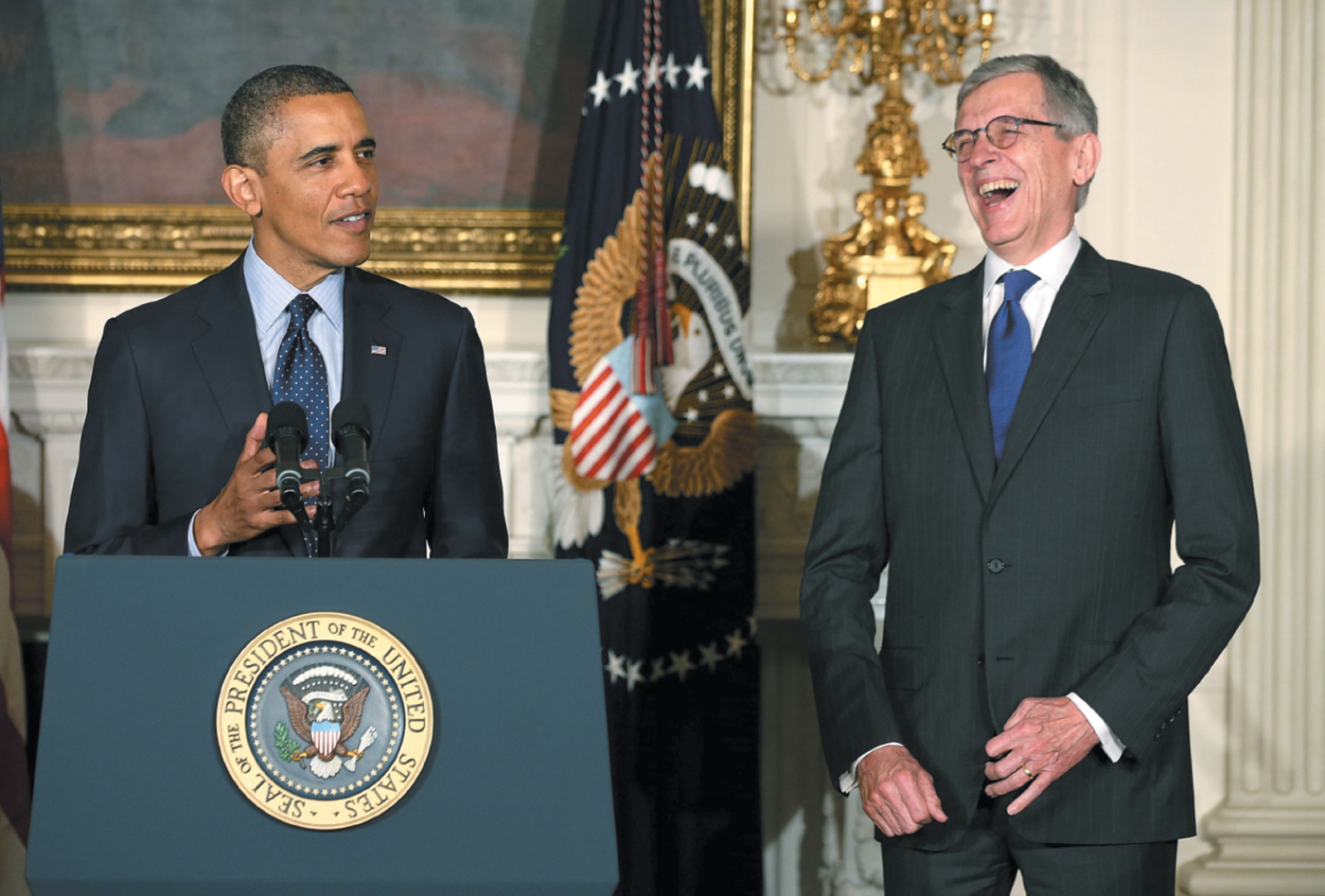 President Obama announcing his nomination of the telecom industry lobbyist Tom Wheeler as chairman of the Federal Communications Commission, May 2013