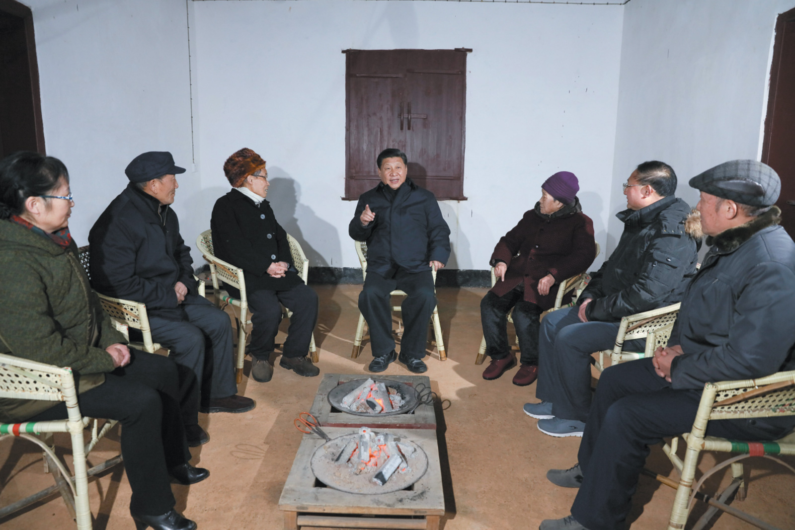 Xi Jinping, center, meeting with representatives and descendants of revolutionary martyrs in Nanchang, Jiangxi province, during a trip over the Lunar New Year that also included a pilgrimage to Jinggangshan, Mao’s first revolutionary base, February 2016