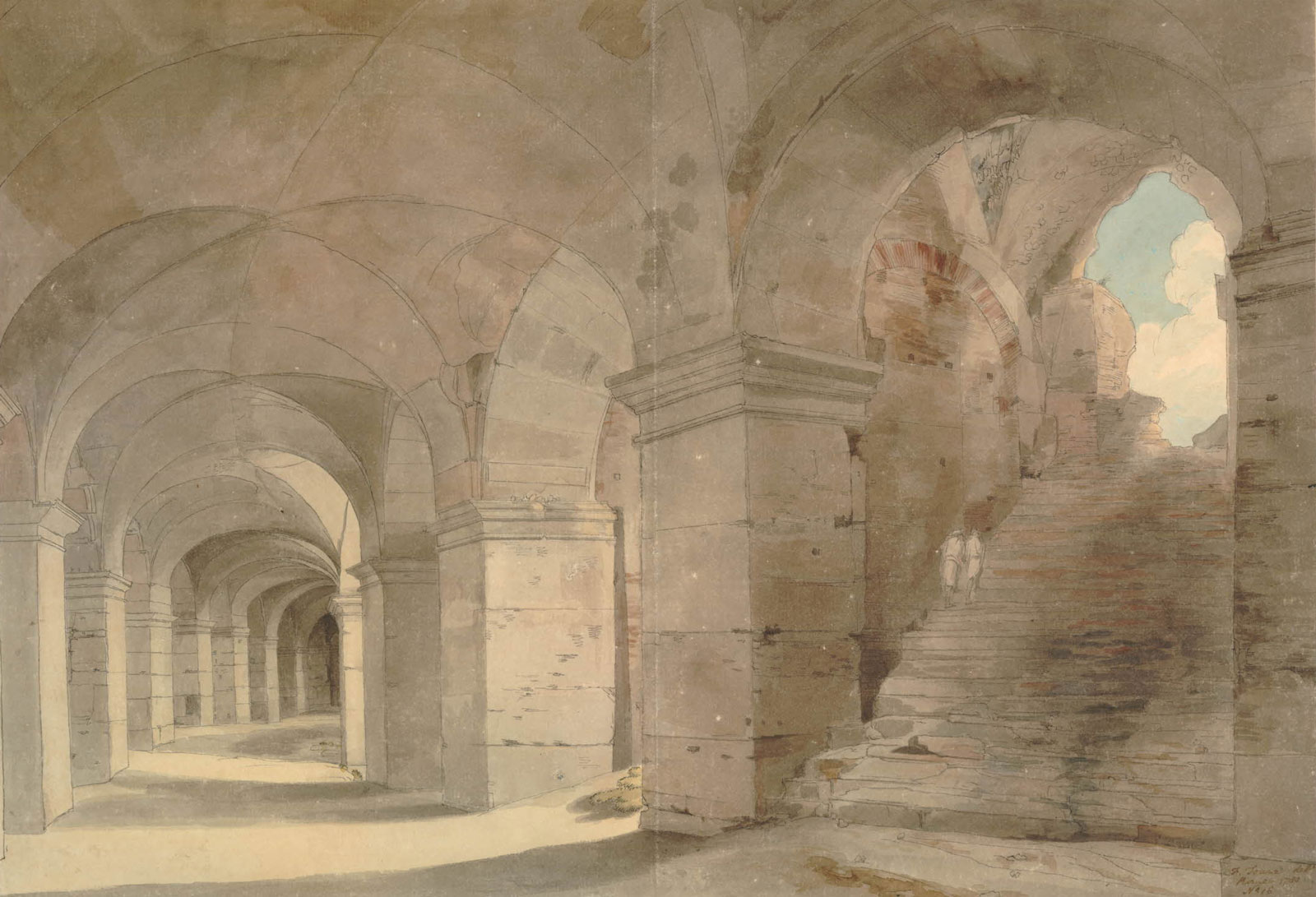 Francis Towne: A Gallery of the Colosseum, 1780