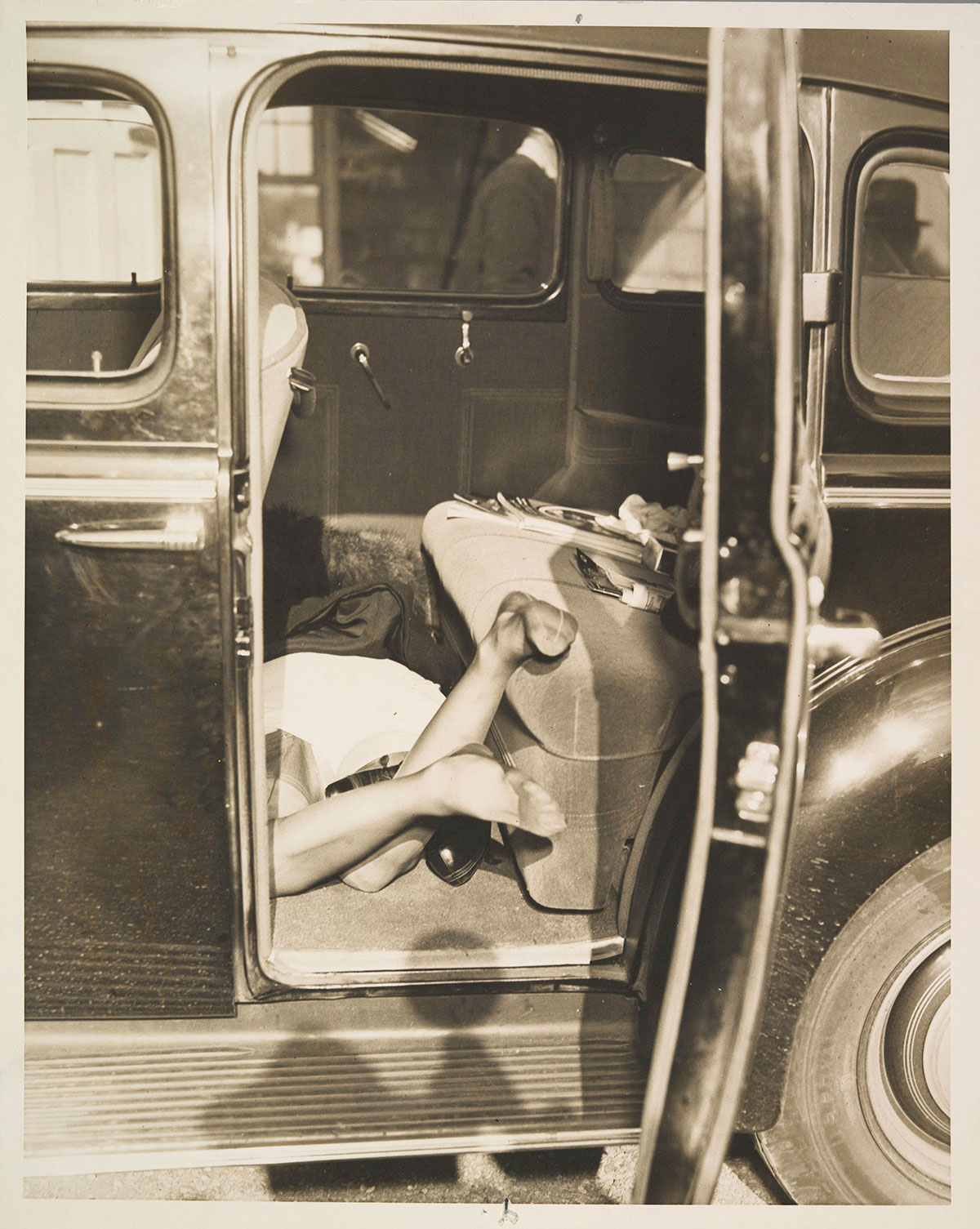 Automobile murder scene, circa 1935 