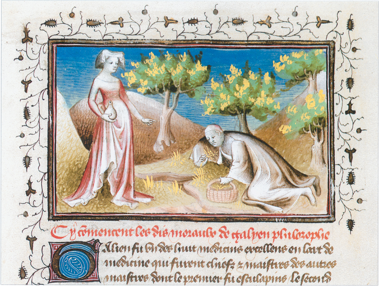 ‘Galen collecting medicinal plants’; from Guillaume de Tignonville’s Les Dits Moraux des Philosophes, early fifteenth century