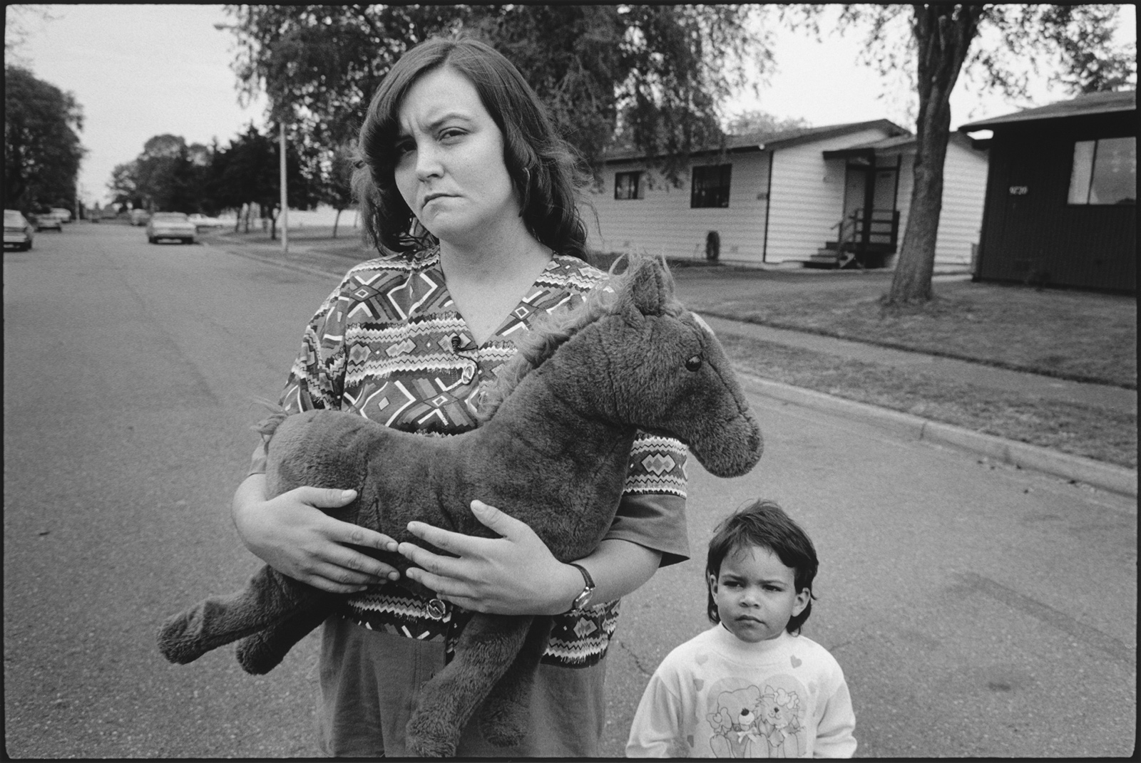 ‘Tiny holding Horsey with Keanna,’ Seattle, 1993; photograph by Mary Ellen Mark from the exhibition ‘Tiny: Streetwise Revisited,’ at the Aperture Foundation, New York City, May 26–June 30. The book includes essays by Isabel Allende and John Irving and is published by Aperture. The film ‘Tiny: The Life of Erin Blackwell,’ made by Mark and her husband Martin Bell, will be shown at BAMcinemaFest on June 25.
