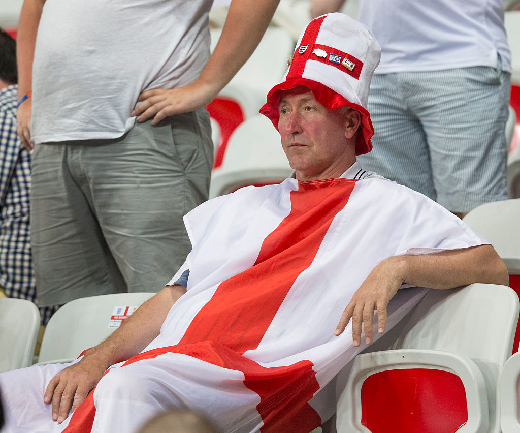 An England fan, following Iceland's elimination of England from the European Football Championship, Nice, France, June 27