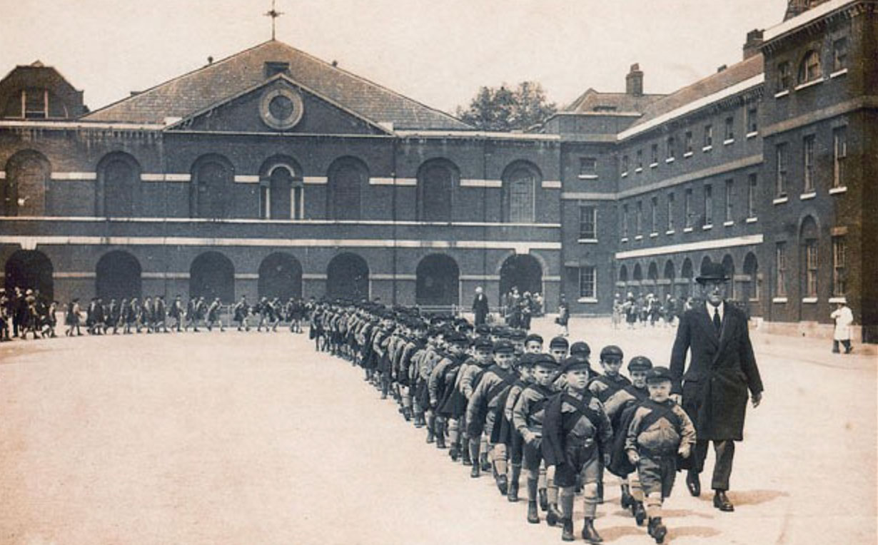 Orphan boys marching out of the Foundling Hospital for the last time, 1926