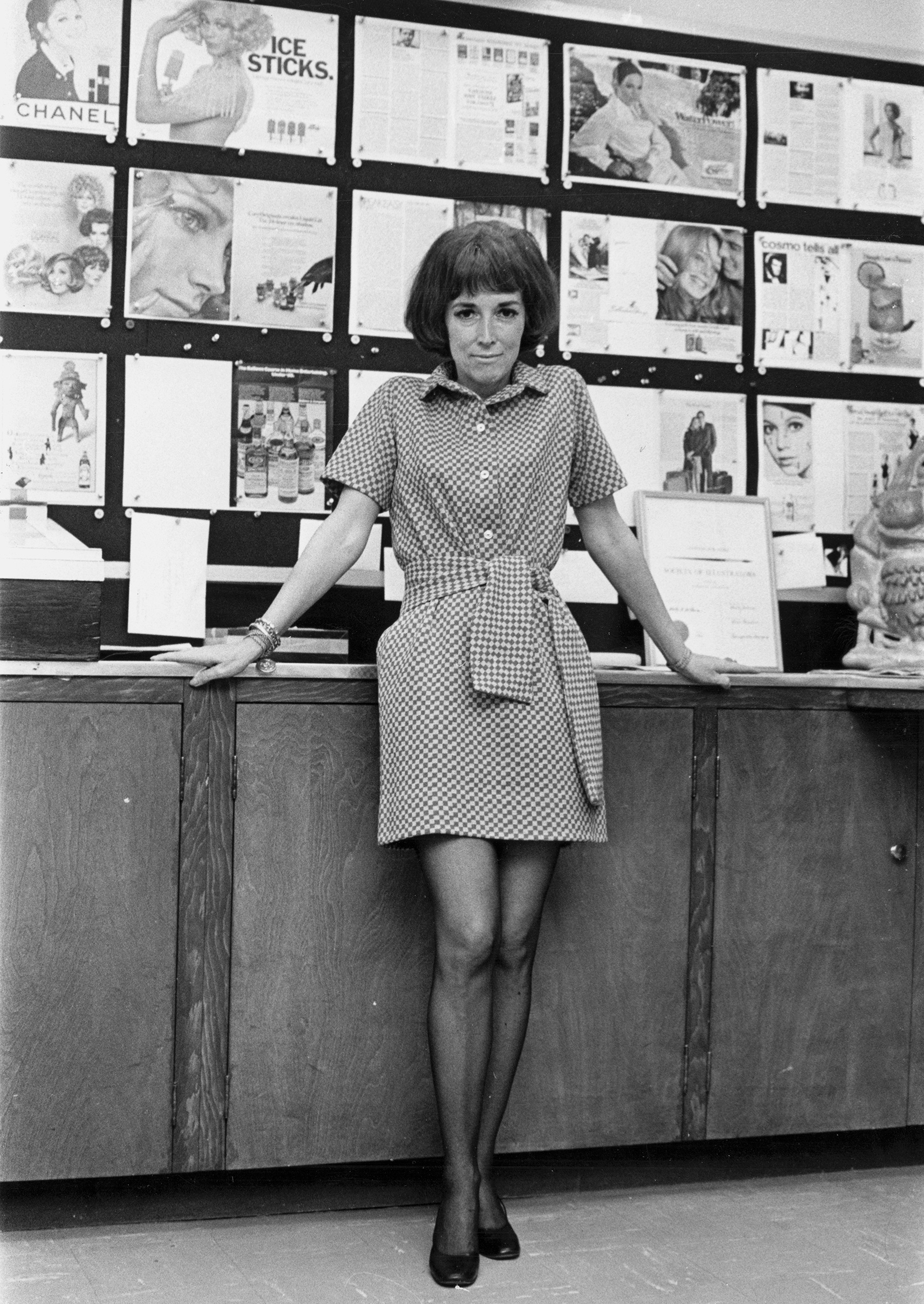 Helen Gurley Brown in the art department of Cosmopolitan shortly after becoming editor in chief, New York City, March 1965