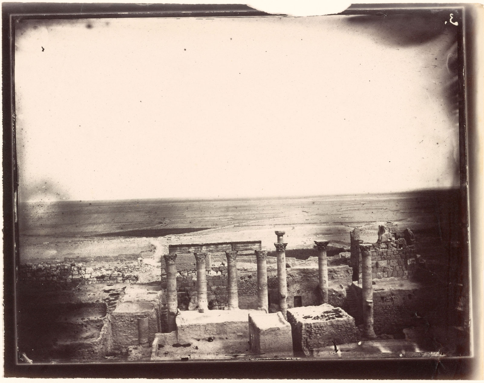 Columns, eastern part of the courtyard, Temple of Bel, Palmyra, photographed by Louis Vines, 1864