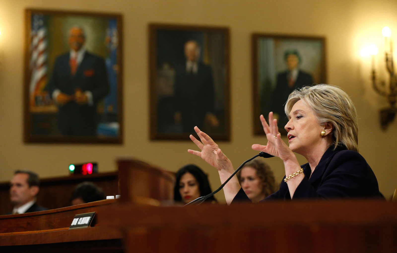 Hillary Clinton testifying before the House Select Committee on Benghazi, Washington, D.C., October 22, 2015