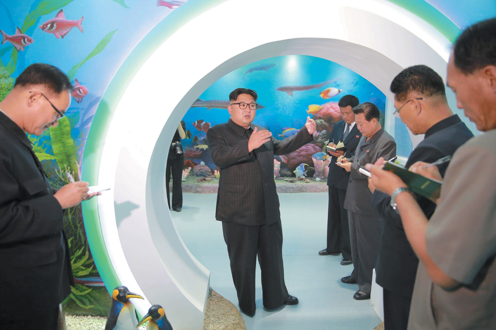 North Korean leader Kim Jong-un inspecting the remodeled Manyongdae children’s camp in Pyongyang; undated photograph released by North Korea’s official Korean Central News Agency on June 4, 2016