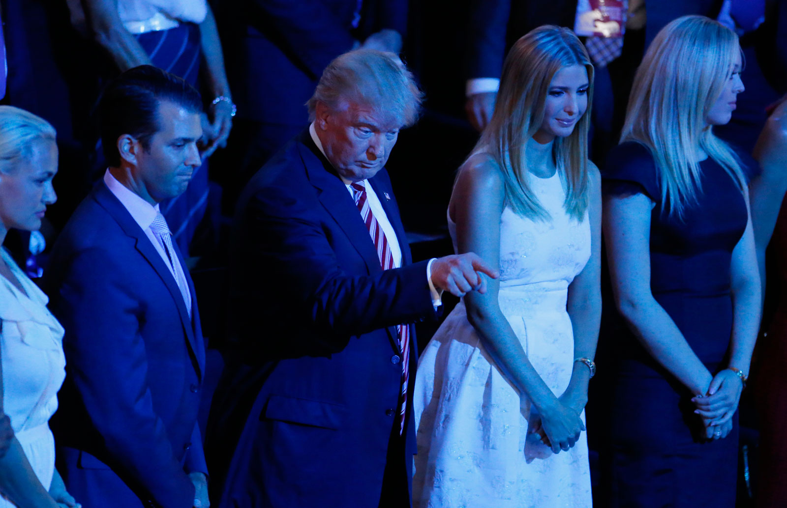 Vanessa Trump, Donald Trump, Jr., Donald Trump, Ivanka Trump, and Tiffany Trump, on the third day of the Republican National Convention, Cleveland, Ohio, U.S. July 20, 2016