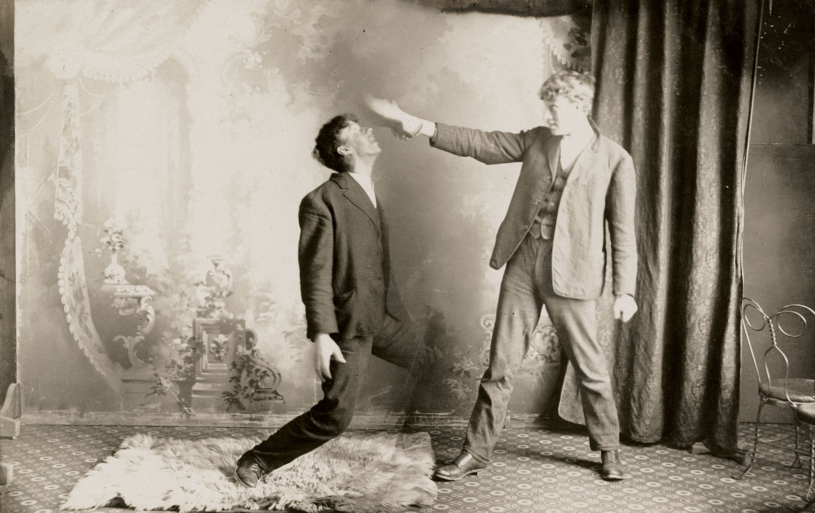 A man attempting to control his subject through hypnosis, nineteenth century