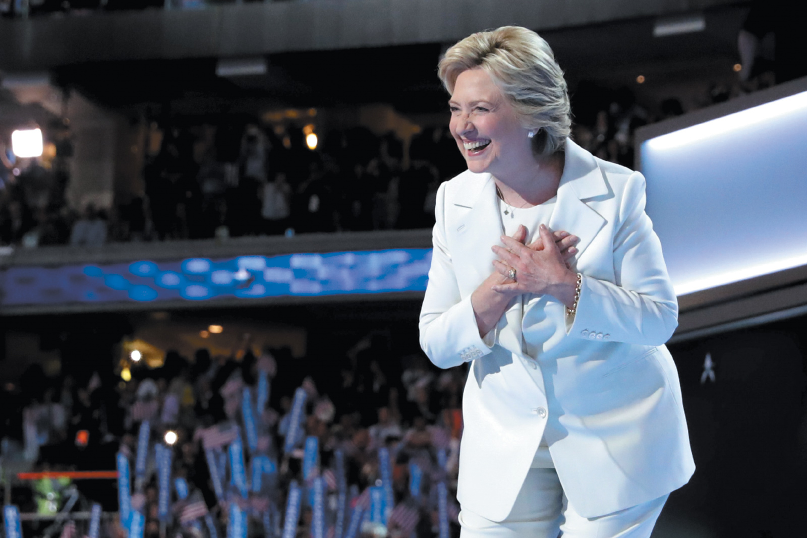 Hillary Clinton on the last night of the Democratic National Convention, Philadelphia, July 2016