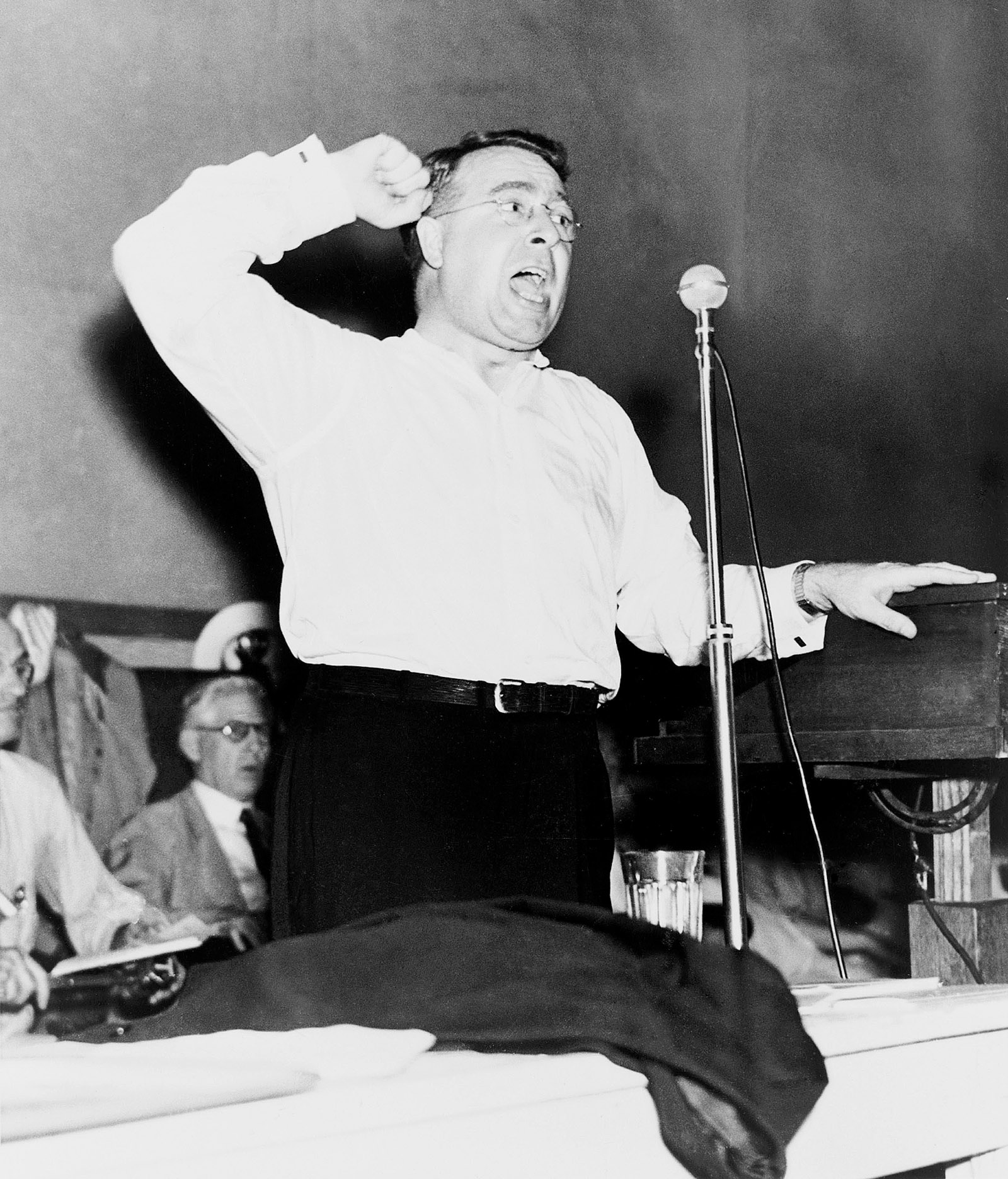 Father Charles Coughlin attacking the Roosevelt administration at the Townsend Convention, Cleveland, Ohio, July 1936