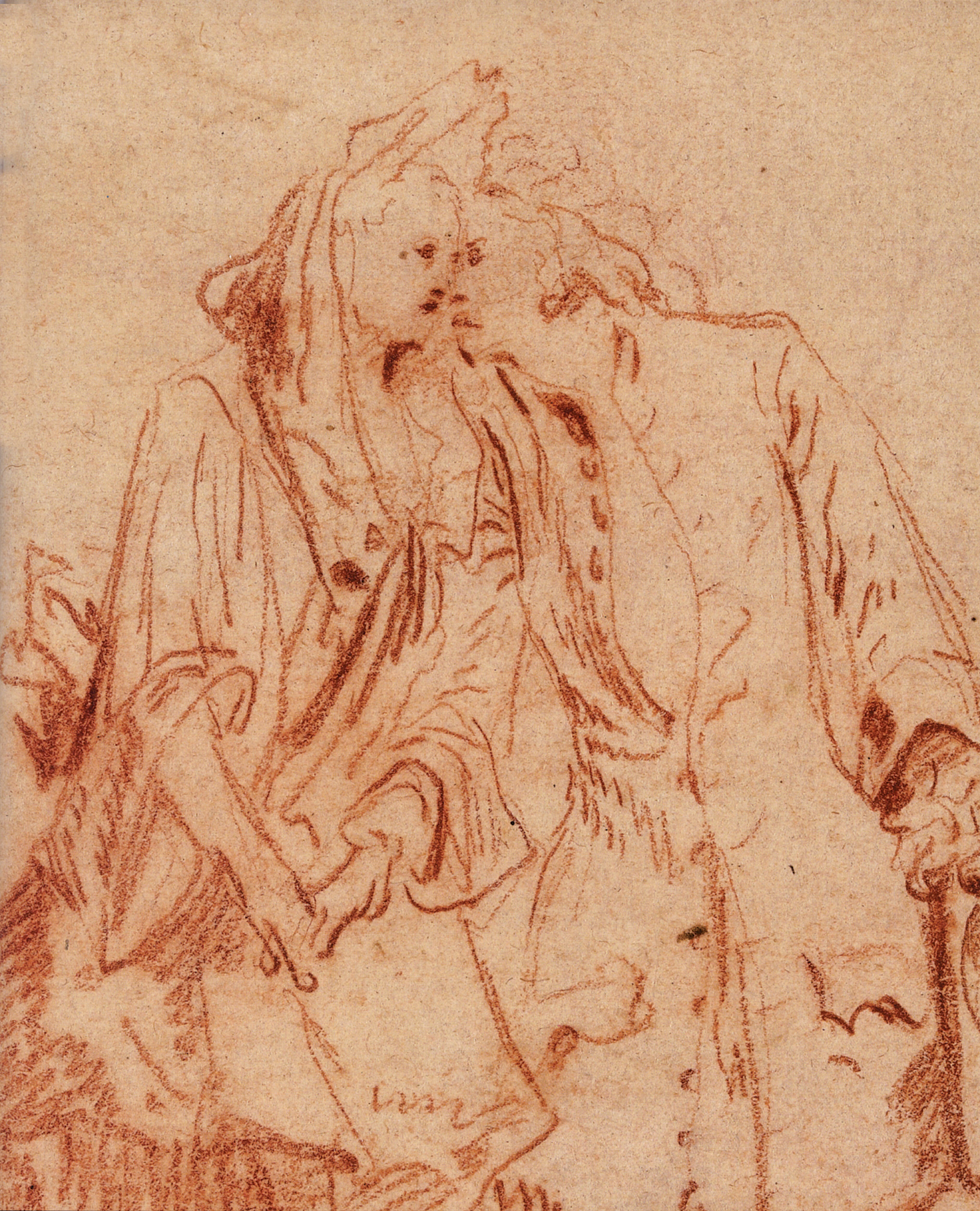 Jean-Antoine Watteau: Study of a Man Kissing a Woman (detail); circa 1712.