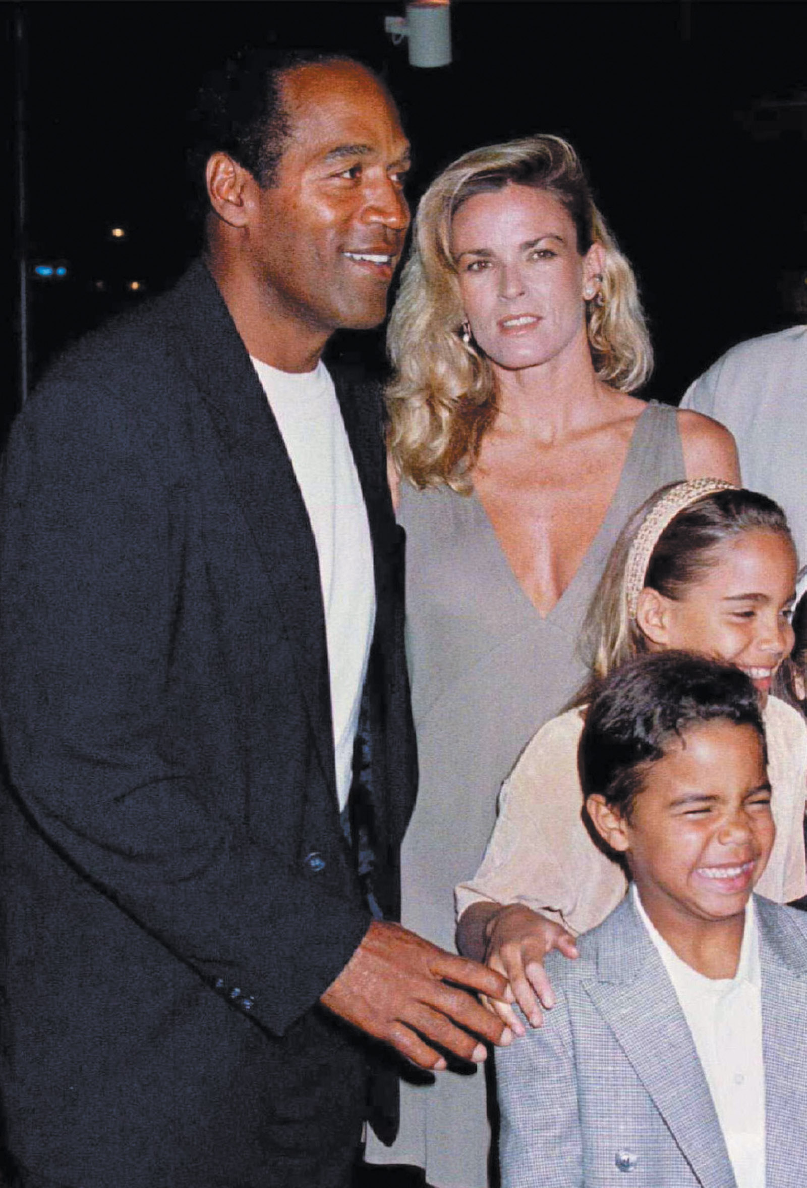 O.J. Simpson, his ex-wife Nicole Brown, and their children, Sydney and Justin, at the premiere of Simpson’s film Naked Gun 33 1/3: The Final Insult, Los Angeles, March 1994
