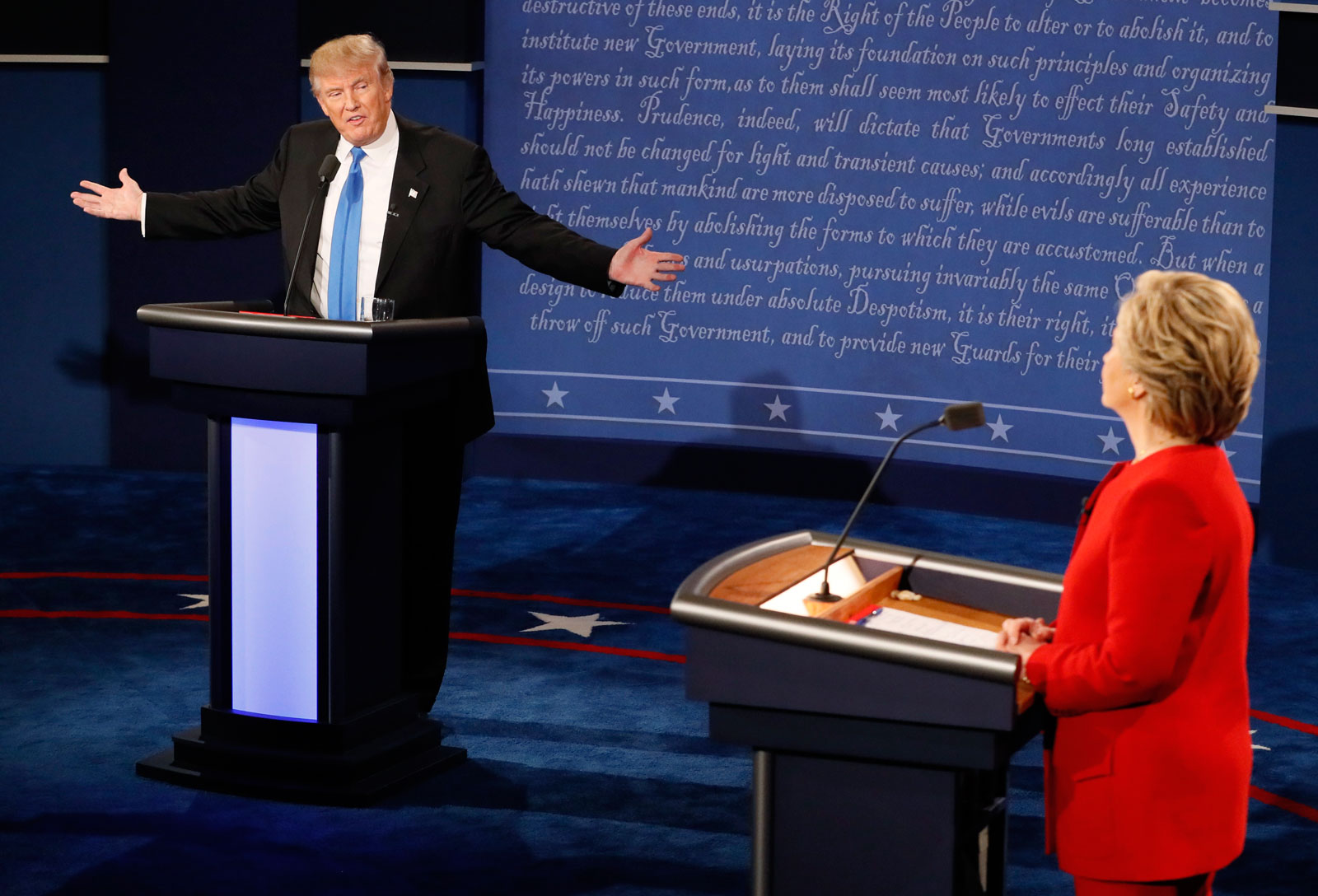 Donald Trump and Hillary Clinton during the debate at Hofstra University, Hempstead, New York, September 26, 2016 
