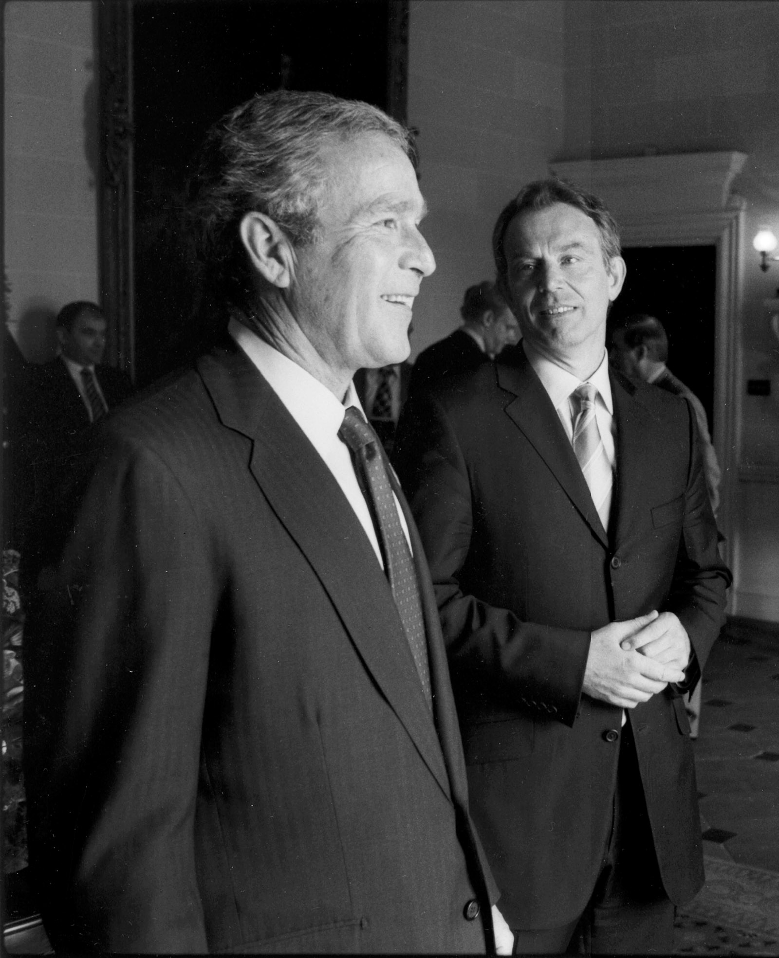 President Bush and Prime Minister Blair at Hillsborough Castle, April 2003