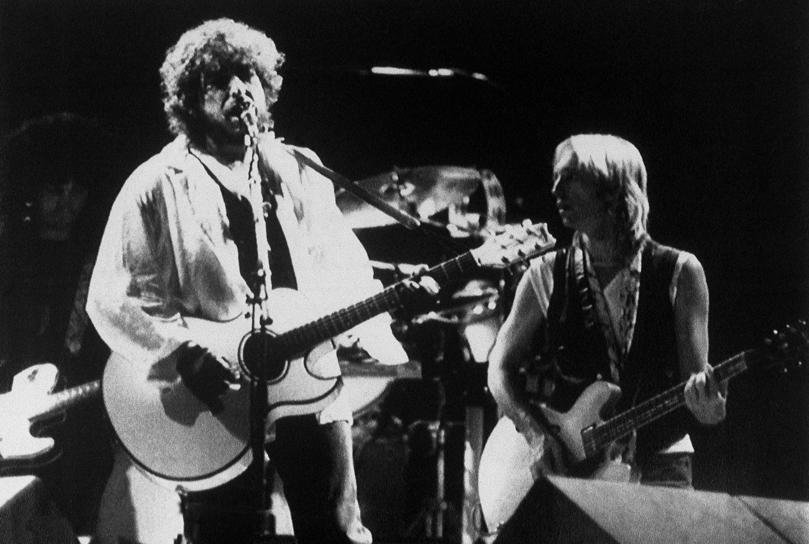Bob Dylan performing with Tom Petty in Modena, Italy September 13, 1987