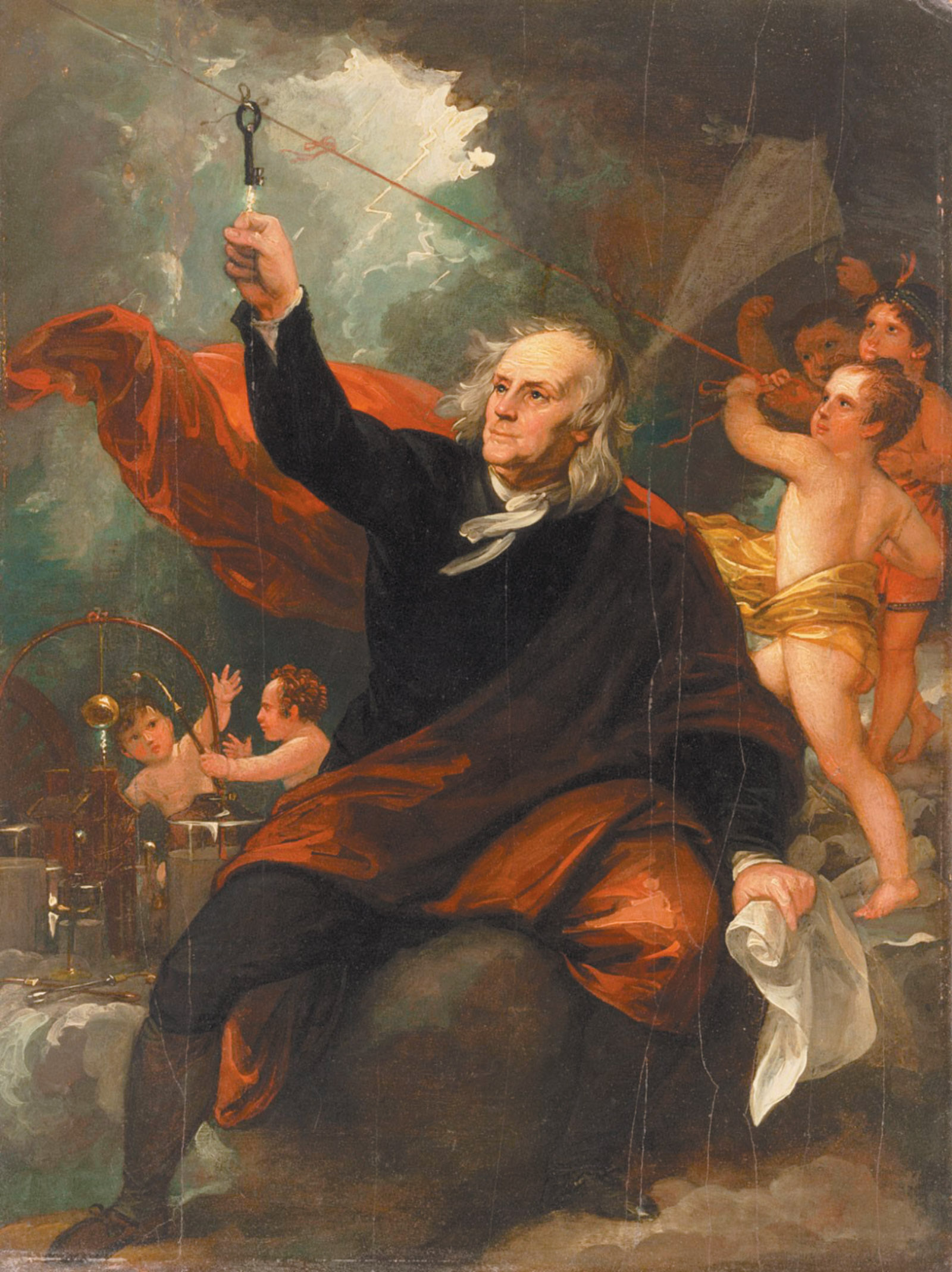 ‘Benjamin Franklin Drawing Electricity from the Sky’; painting by Benjamin West, circa 1816