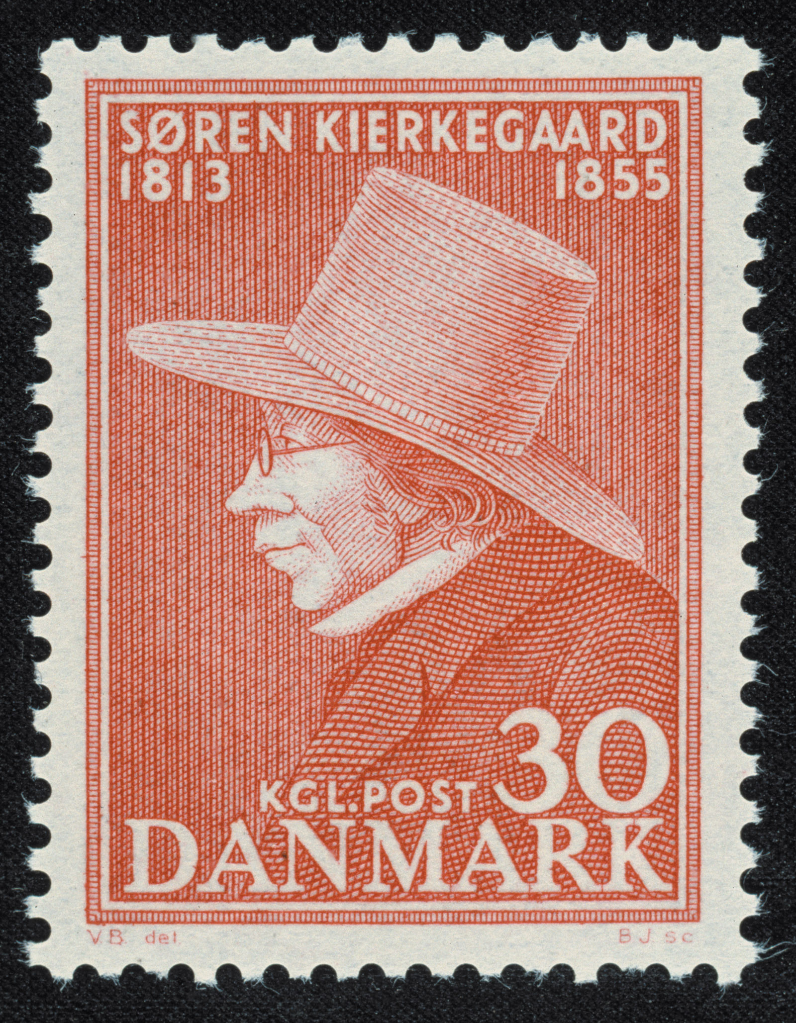 A Danish postage stamp issued in 1955 for the centennial of Søren Kierkegaard’s death