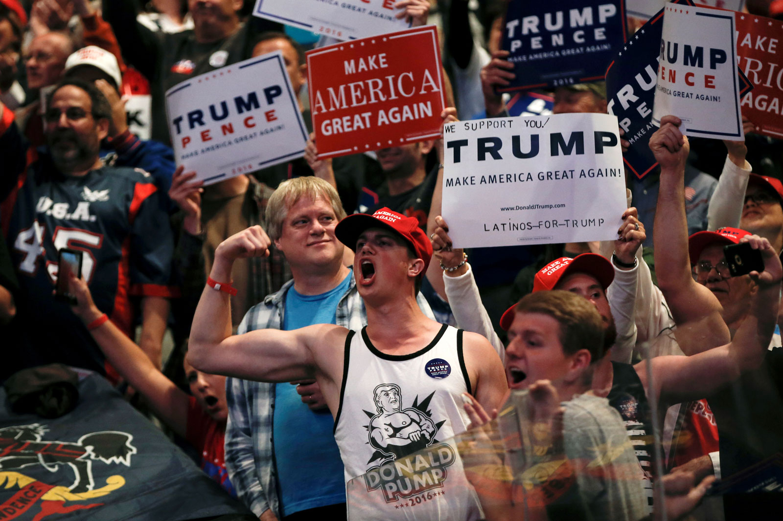 Donald Trump supporters at a campaign rally, Wilkes-Barre, Pennsylvania, October 10, 2016