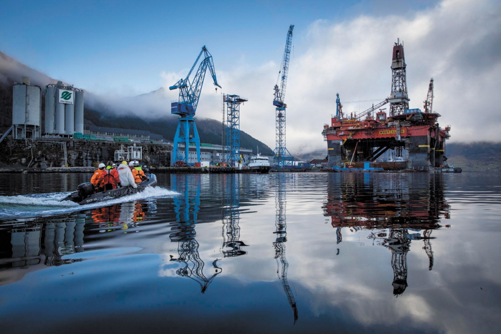 Greenpeace activists preparing to board an ExxonMobil oil rig in Norwegian waters to protest its plans to drill for oil in the Russian Arctic, March 2014