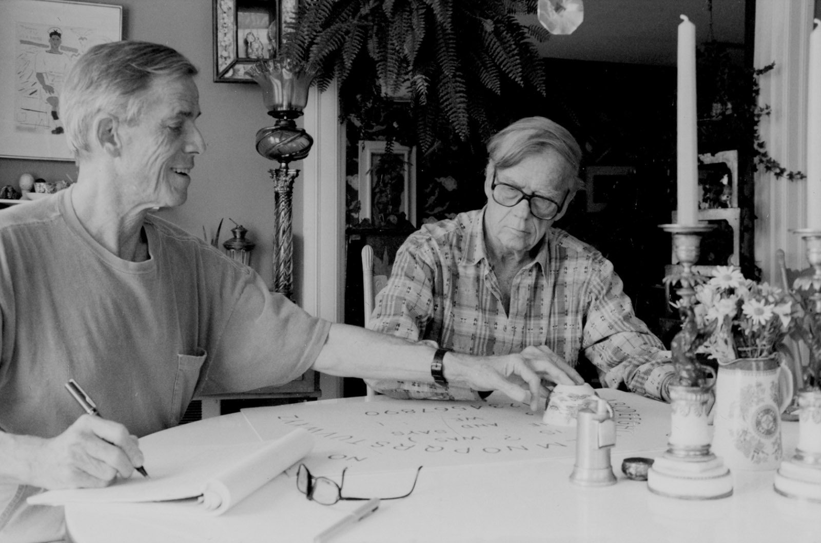 James Merrill and David Jackson at the Ouija board, Stonington, Connecticut, 1983