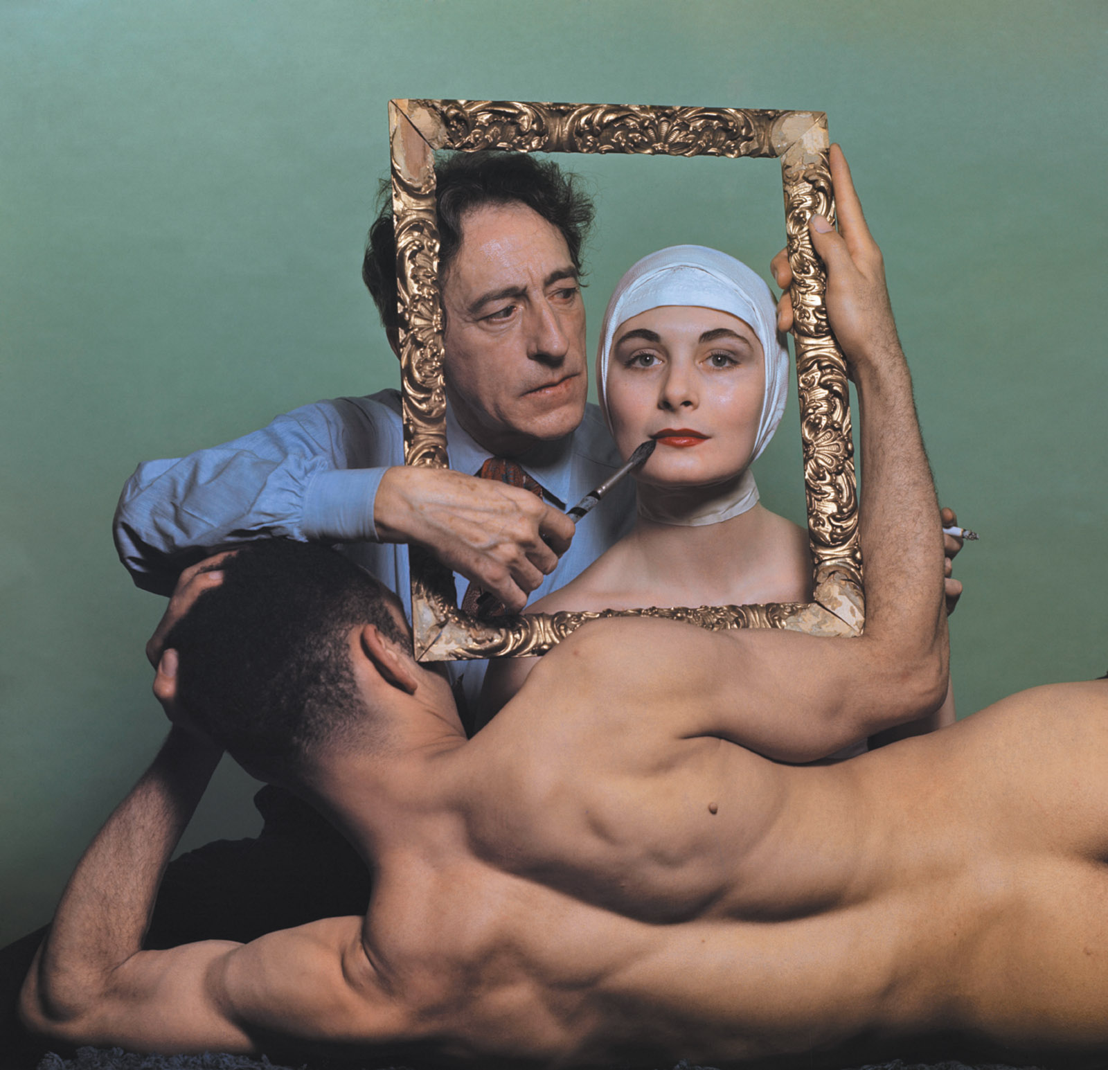 Jean Cocteau with Ricki Soma and Leo Coleman, New York City, 1949; photograph by Philippe Halsman