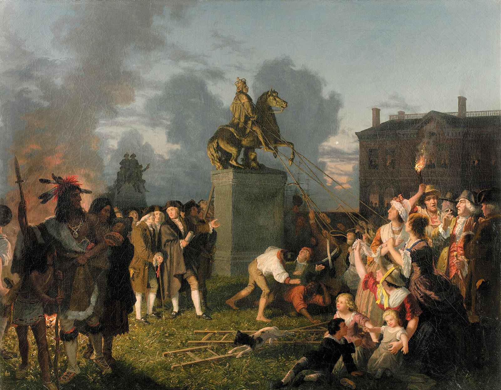 Johannes Adam Oertel: Pulling Down the Statue of King George III, 1848