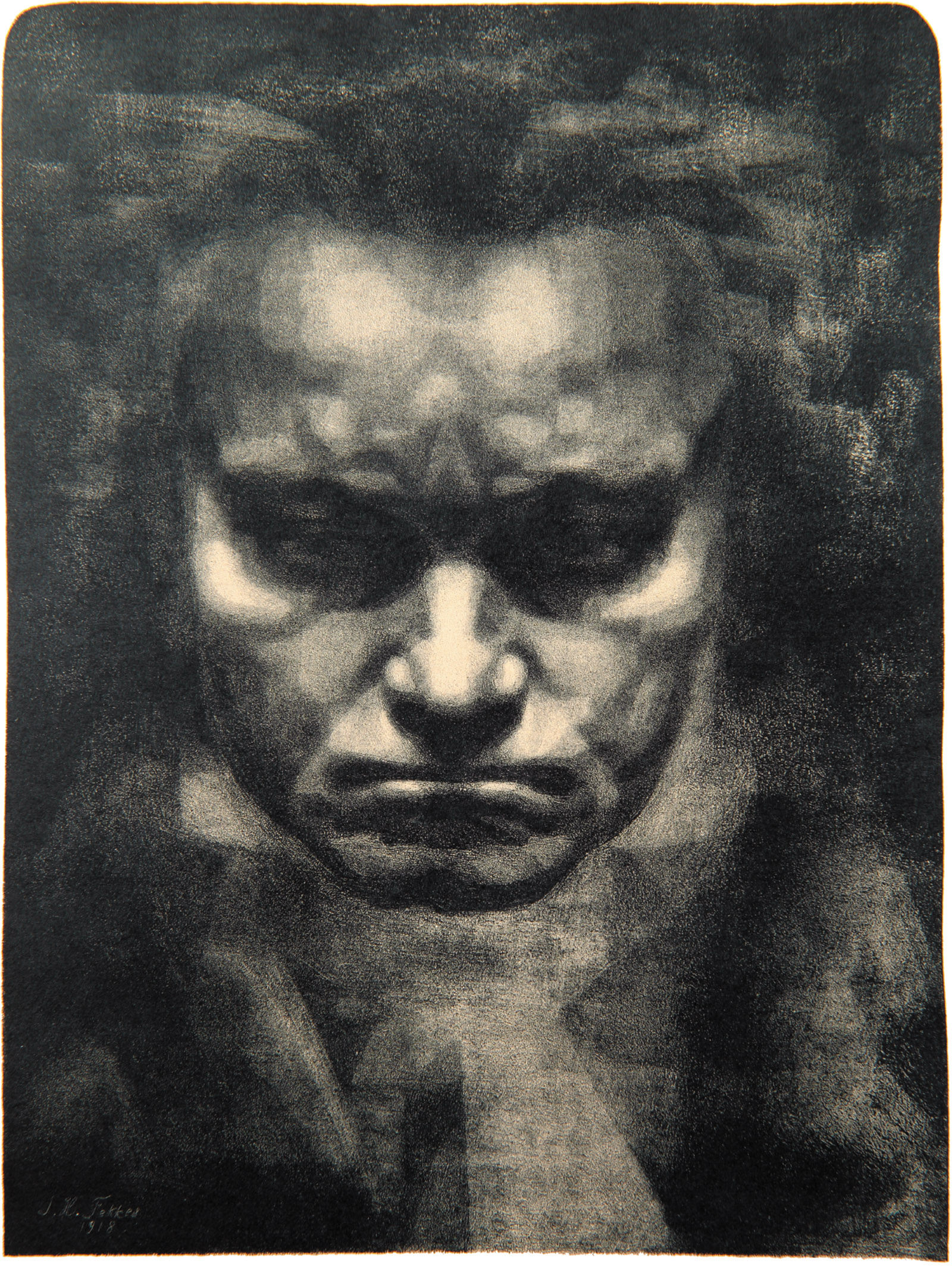 ‘Head of Beethoven’; lithograph by Johannes Hendricus Fekkes, 1918; from The Art of Music, the catalog of a recent exhibition at the San Diego Museum of Art, published by Yale University Press