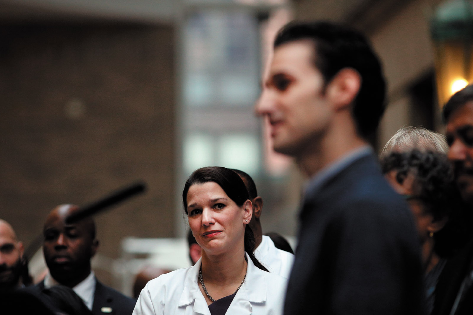 Dr. Laura Evans, leader of the Bellevue Hospital team that successfully treated Dr. Craig Spencer (right) for the Ebola virus, which he had contracted while treating patients in Guinea, West Africa, November 2014