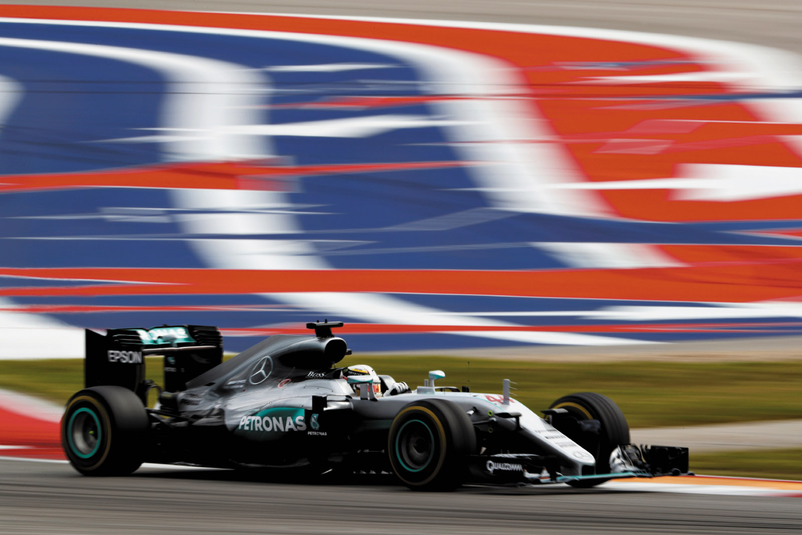Lewis Hamilton racing at the Circuit of the Americas, October 2016