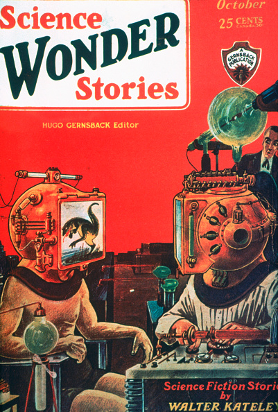 The October 1929 cover of Gernsback's <em>Science Wonder Stories</em> magazine 