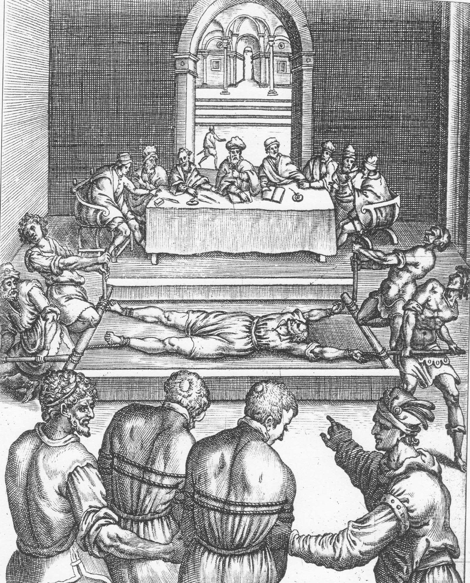 ‘Edmund Campion on the Rack’; engraving by Niccolò Circignani from Ecclesiae Anglicanae Trophaea, 1584