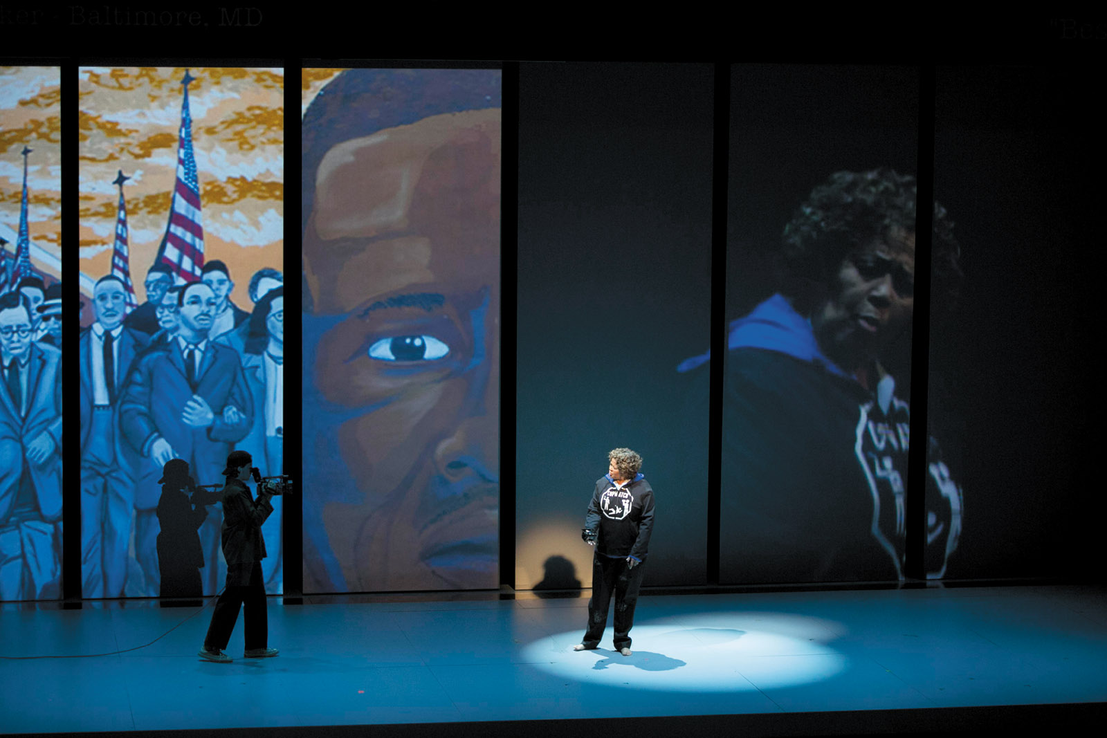 Anna Deavere Smith in Notes from the Field, her play about American education and the criminal justice system, which she performed at the American Repertory Theater, Cambridge, Massachusetts, before the production came to New York