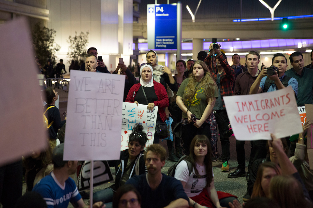 Protesters at Los Angeles International Airport, January 28, 2017