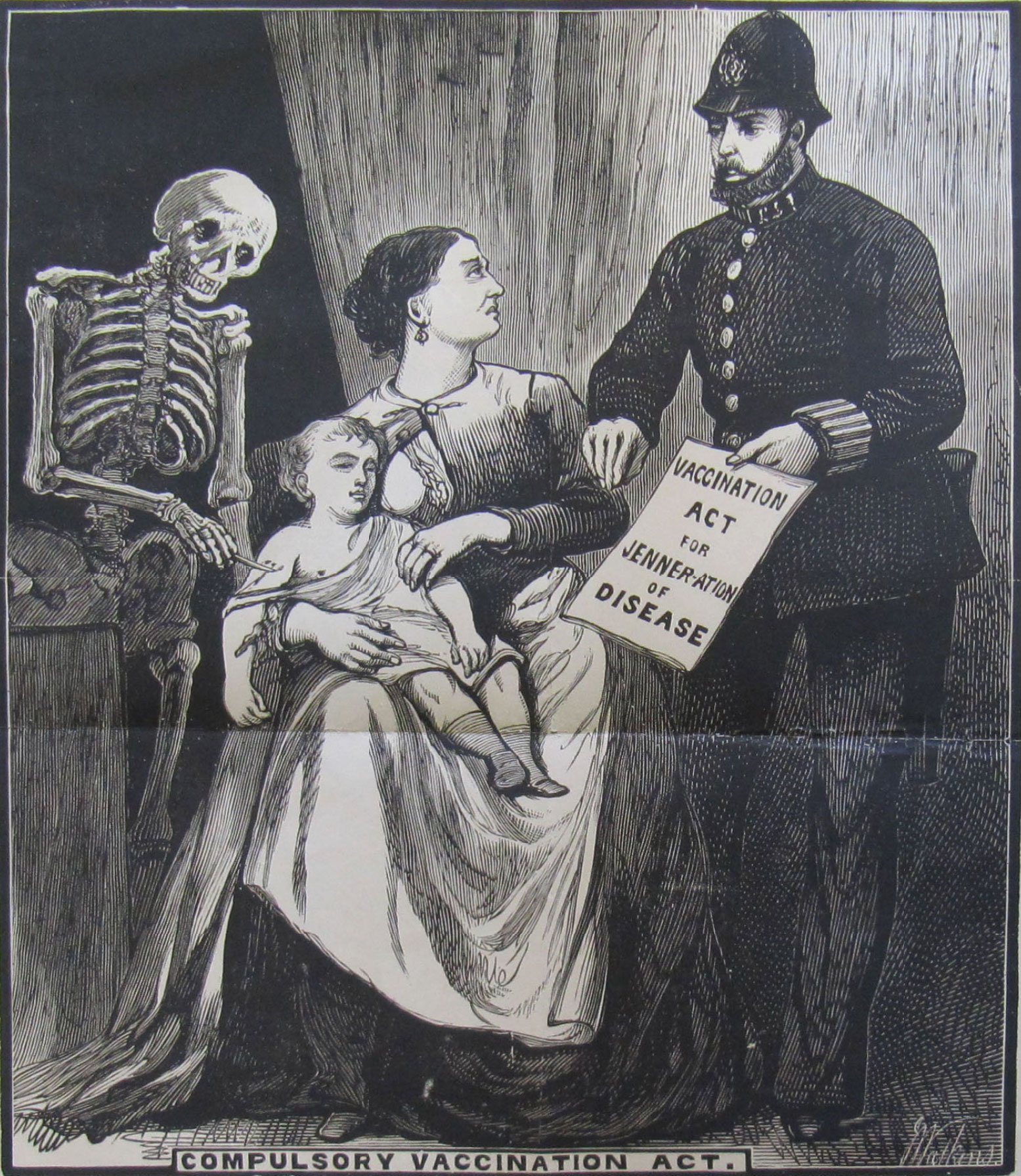 "Death the Vaccinator," an engraving published by the London Society for the Abolition of Compulsory Vaccination, late nineteenth century